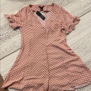 Revamped Peach Polka Dot Mini Dress